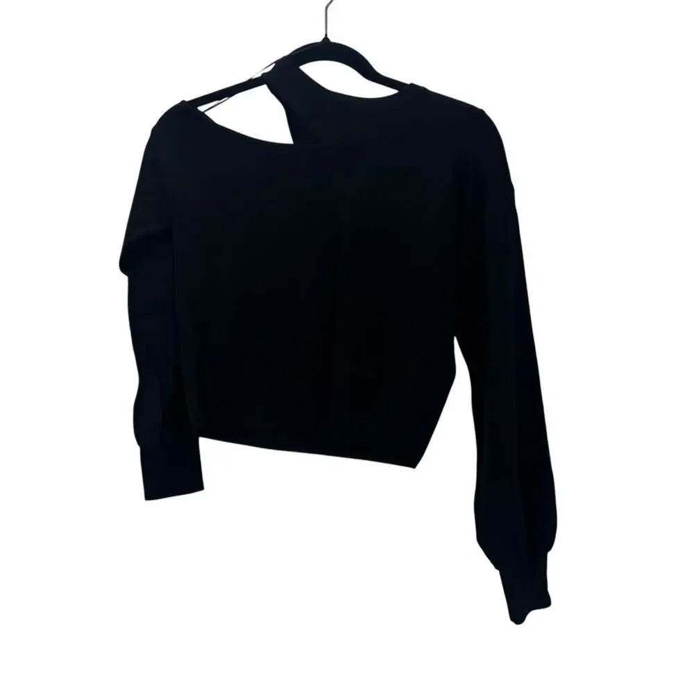 ASTR the Label Shoulder Cutout Sweater Knitted Long Sleeves Black Size XS NWT